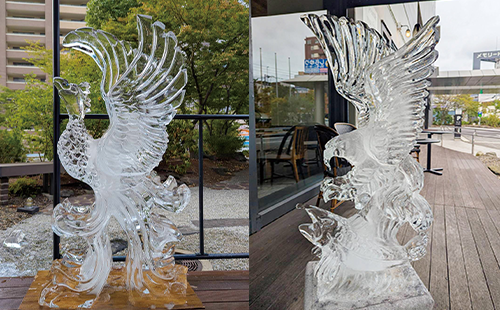 氷彫刻実演